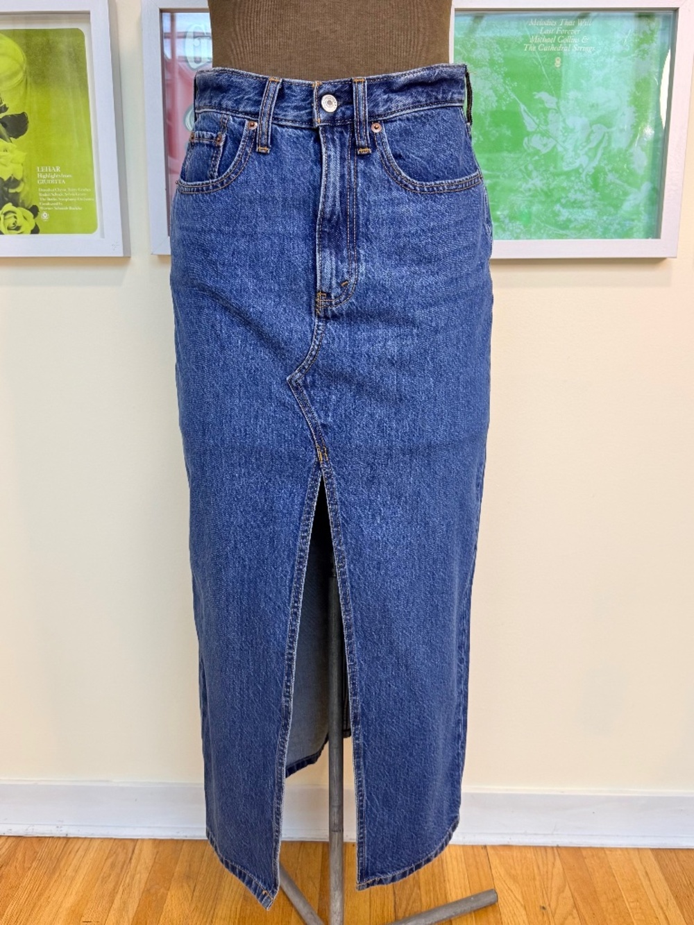 Y2K Medium Wash Denim Maxi Skirt